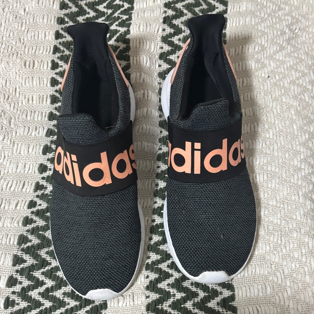 Adidas Black and Coral Slip-On Shoes